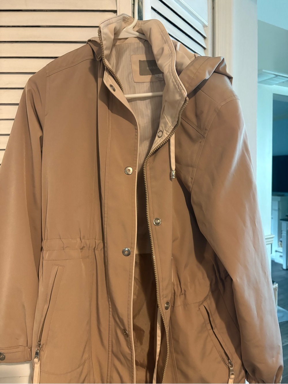 croft & barrow Beige Hooded Raincoat